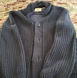 American Vintage Men's Navy Ribbed Shawl Collar Cardigan